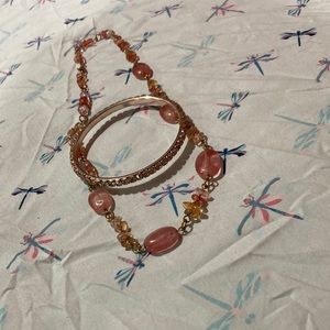 2 piece jewelry bundle rose gold pink necklace and bracelet, for any occasion